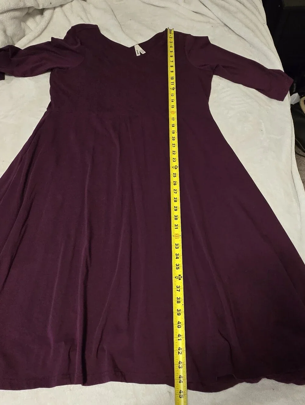 Pact Organic Cotton Fit & Flare V-Neck Midi Dress in Plum - Picture 6 of 11